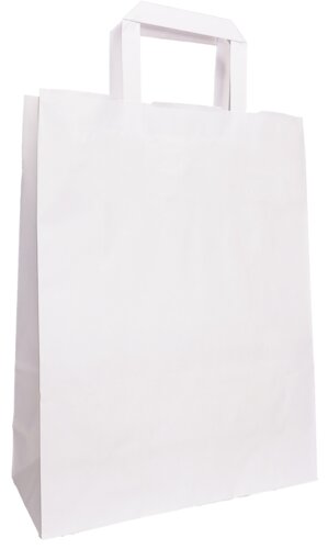 White paper bags, flat paper handle