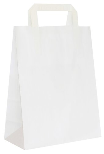 White paper bags, flat paper handle