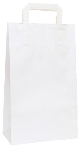 White paper bags, flat paper handle