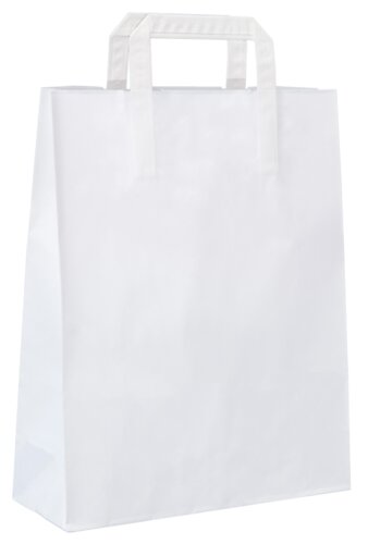 White paper bags, flat paper handle