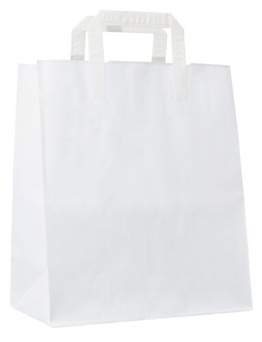 White paper bags, flat paper handle