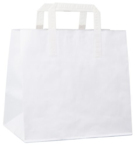 White paper bags, flat paper handle