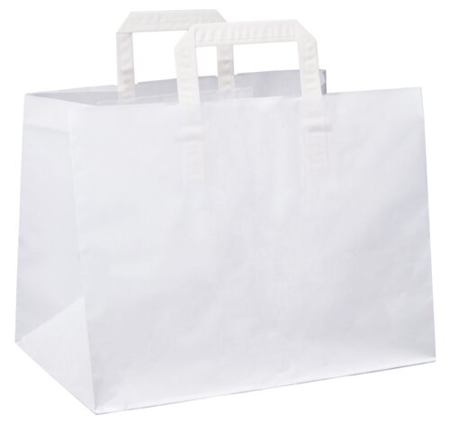 White paper bags, flat paper handle