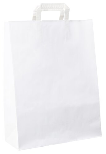 White paper bags, flat paper handle