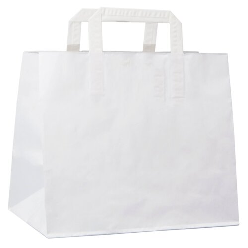 White paper bags, flat paper handle