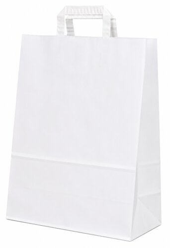 White paper bags, flat paper handle
