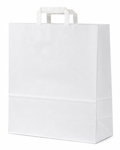 White paper bags, flat paper handle
